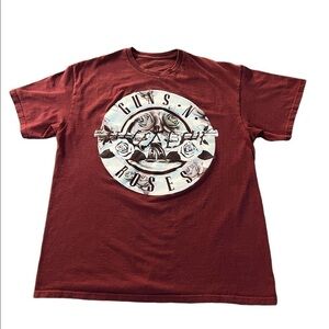 BRAVADO MENS MAROON GUNS N ROSES SHORT SLEEVE T-SHIRT SIZE LARGE